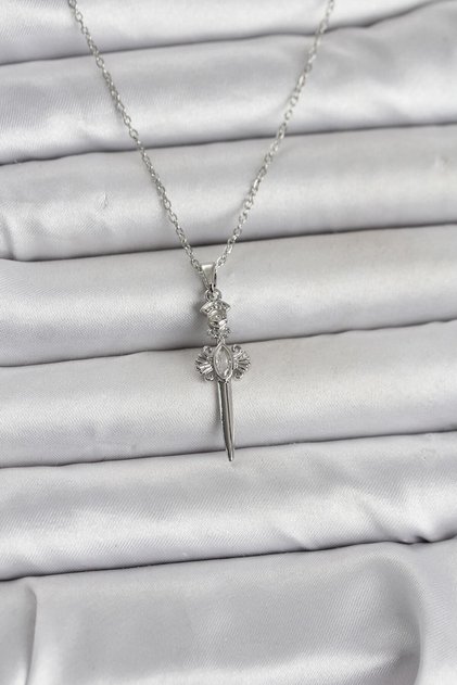 316L Steel Chain Silver Color Sword Model Women's Necklace Tj-Bko11029