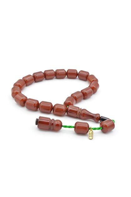 Hakkı Usta Signed Dark Orange Cumin Amber Efe Maskot Prayer Beads 001