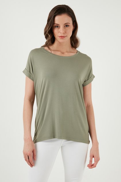 Flowy Crew Neck Basic t Shirt t Shirt 26Y0194K1