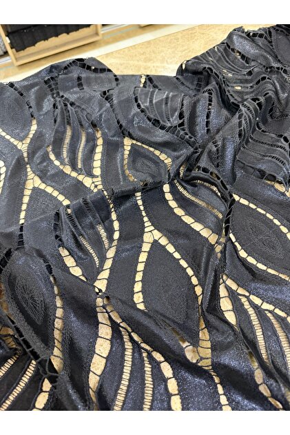 Black Shiny Velvet Laser Cut Clothing Fabric - 135 cm