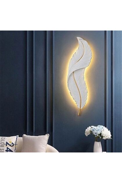 Wall Lighting Feather Wall Lamp Modern Style White Large Size Light Color Yellow