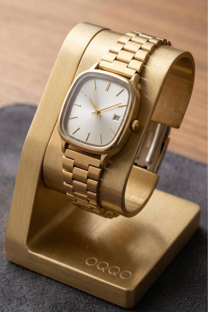 Serenya Rectangular Case Gray Dial Gold Strap Women's Wristwatch