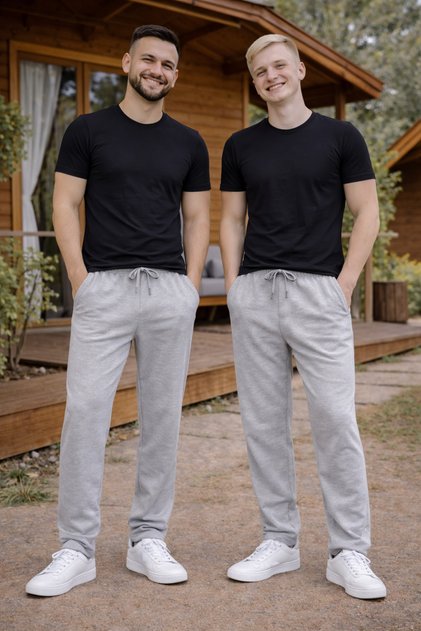 Double Set Premium Men's 2 Thread Comfortable Fit Pocketed 2-Piece Sweatpants