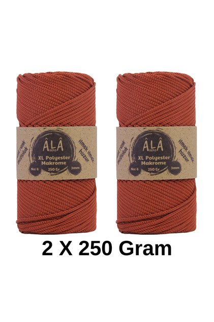 2 Pieces XL Polyester Macrame No:6 (Thick) Bag String 2X250 Grams (Total 500 Grams)