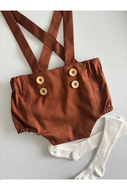Brown Baby Romper, Summer Cotton Baby Jumpsuit