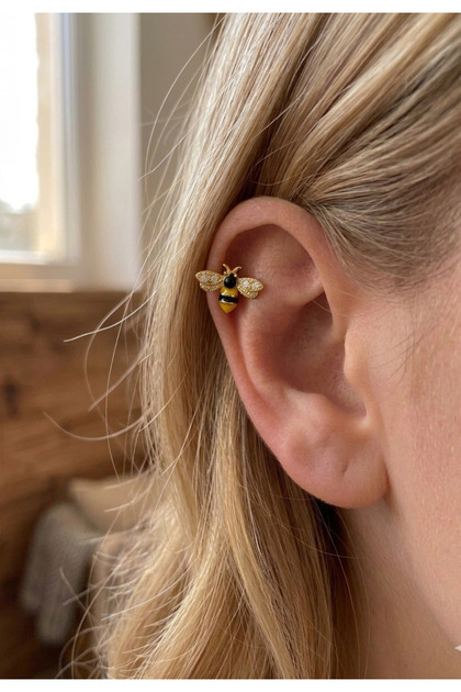 Helix Tragus Lob Piercing Arı Figürlü 8 mm