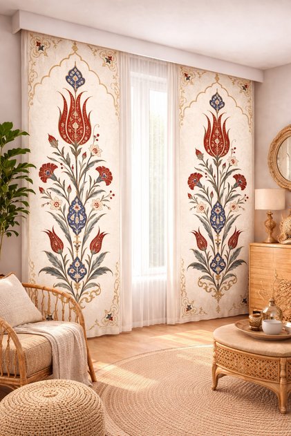 140x260 Ölçüsünde 2 adet bohem fon perde. boho tarz koleksiyon ürünü.