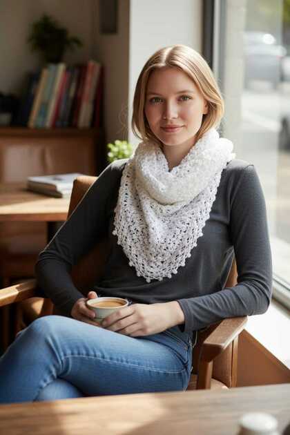 Knitted Spider Web Patterned Triangular Tassel Shoulder Shawl