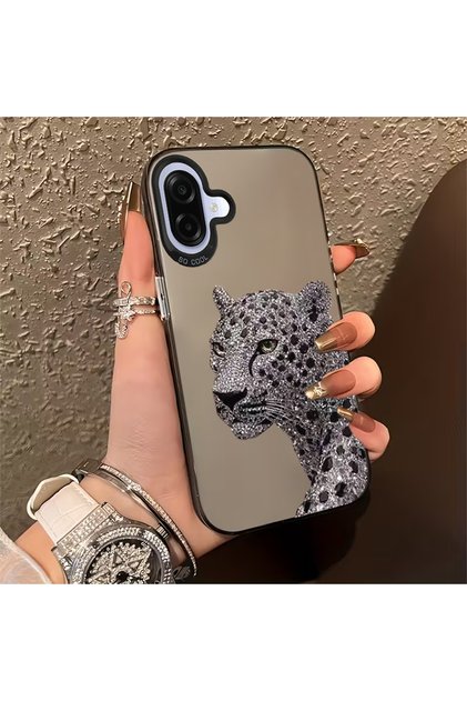 Samsung A06 Compatible Silver Tiger Print Pattern Shock Absorbing Phone Case Mk01A