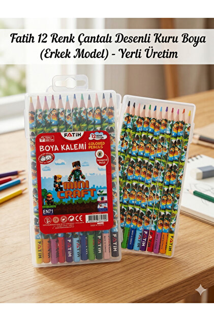 12 Color Patterned Dry Crayon Set with Bag