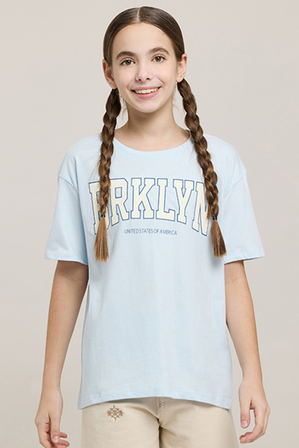 Typography Print T-Shirt with Crew Neck and Short Sleeves