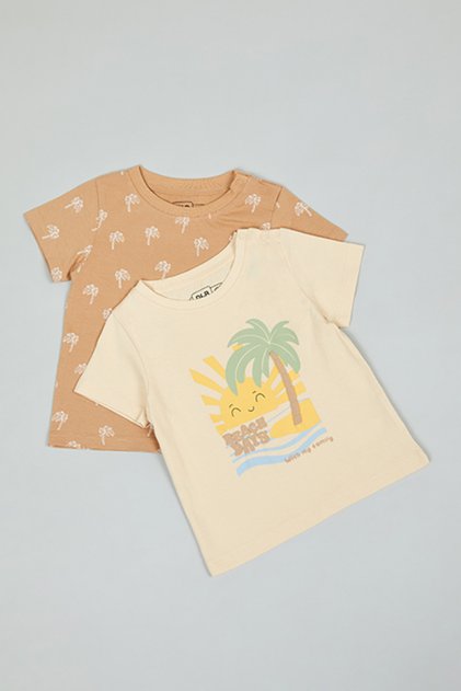 2 Pack Printed T-Shirts with Short Sleeves