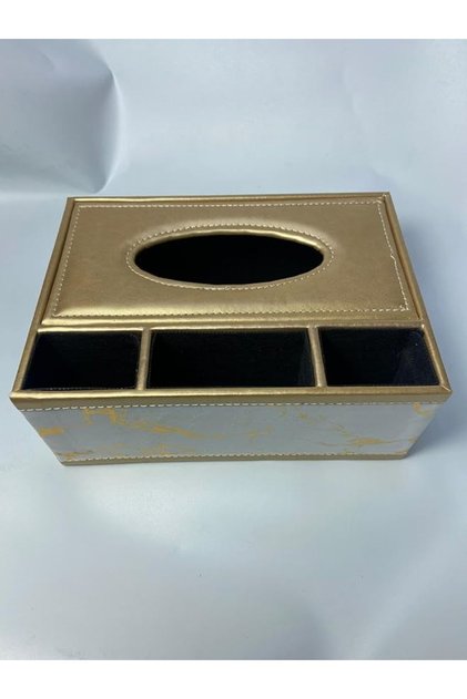 4-Part Marble Tissue Box Organizer