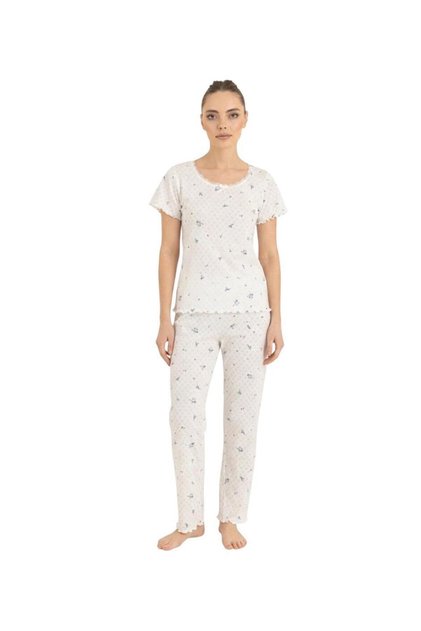 Seamlife Women's 100% Cotton Heart Pattern Short Sleeve Pajamas Set 466542