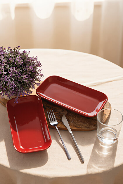 Red Pergamon Kayık Plate 26 cm 2 Pieces 506
