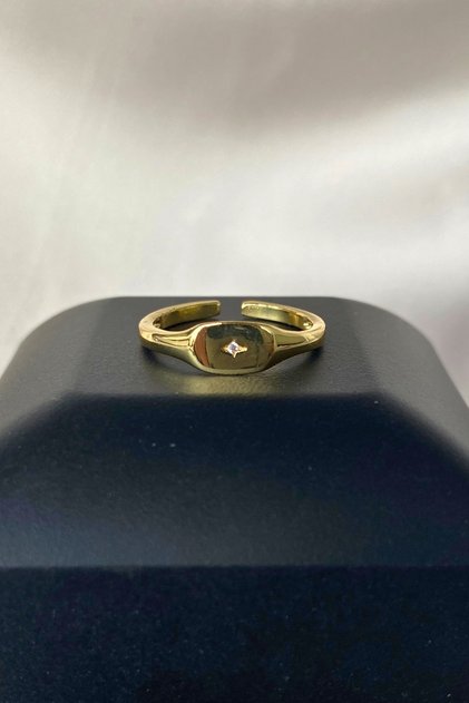 Women's Zircon Stone Pole Model Adjustable Gold Ring