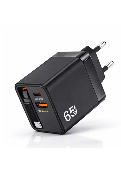 yk desing 65W Süper Hızlı Şarj Adaptörü – PD 45W + QC 3.0