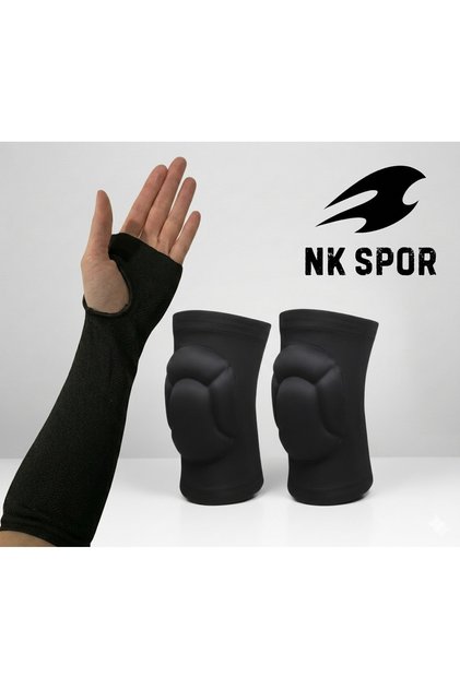 Nk Sports 1 Pair Professional Volleyball Knee Pads and Arm Sleeves Set - Black Kit with Shock Absorbing Pads