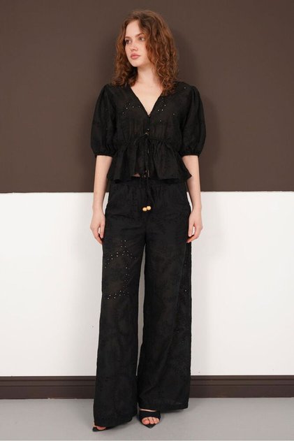 Embroidered Trousers - Black | D2876 - Black