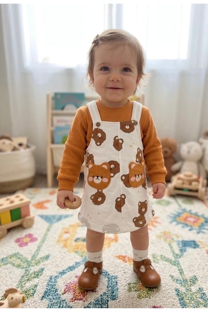 Baby Girl Patterned Sweatshirt Dress Set of 2
