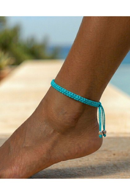 خلخال مكرامية محبوكة، خلخال من الخيط، خلخال مقاوم للماء، خلخال نسائي كهدية