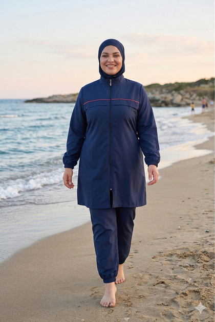 Women's Plus Size Parachute Fabric Comfortable Cut Hijab Swimsuit Set