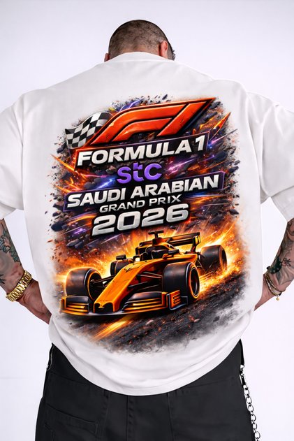 Unisex Jeddah Gp 2026 Formula 1 Back Printed Oversize T-Shirt 100% Cotton Racing