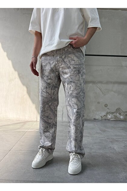 Men's Patterned Baggy Jean Relaxed Fit Trousers