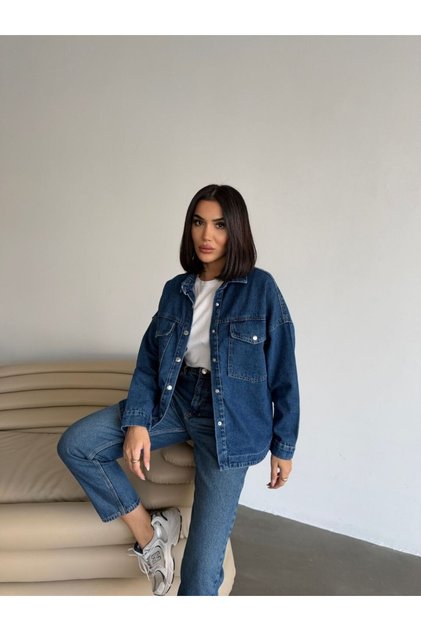 Çıtçıtlı Jean Kadın Gömlek Ceket