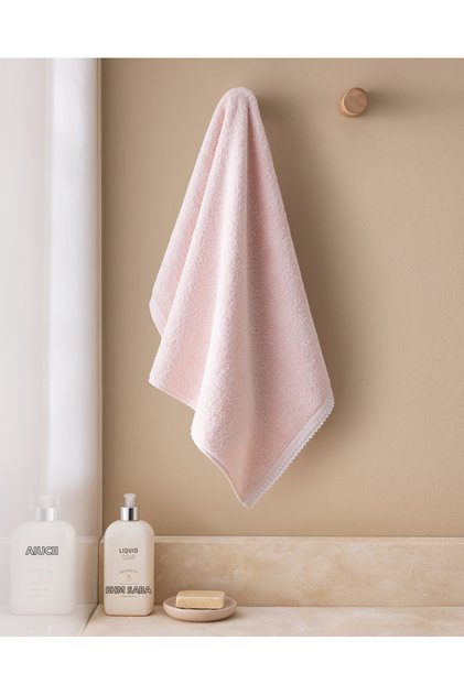 Aveline Crochet 100% Cotton Face Towel - Powder/White