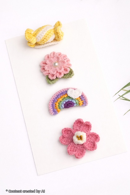 Newborn Baby Buckle Handmade 4-Piece Mixed Set Hairless Baby Buckle