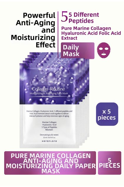 Collagen Face Mask 5-Pack | Anti-Aging, Intense Moisturizing Daily Sheet Mask