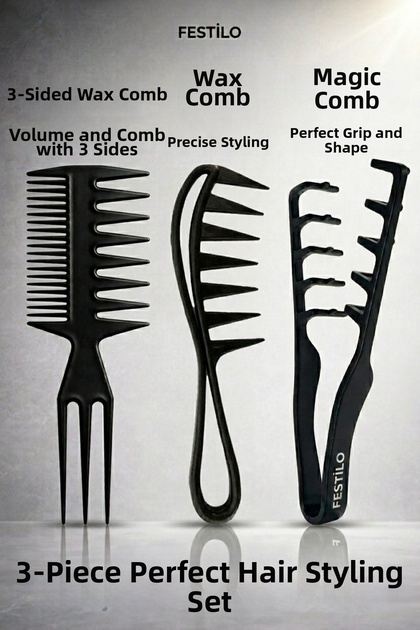 Miraculous Hair Styling Set 3-Piece Comb Set Wax Comb Volume Comb