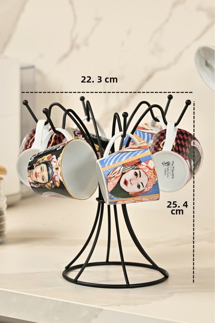 Black 6-Hook Metal Cup Hanger, Mug Organizer and Coffee Corner Stand