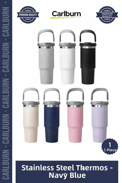 Special Production Stainless Heat-Protecting Vacuum-Sealed Leak-Proof 500ml Matte Ergonomic Steel Thermos Dark Blue
