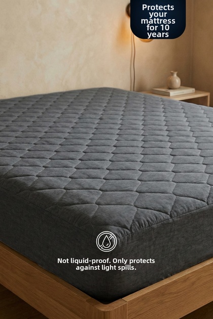 Mattress Topper Cotton Quilted Fitted Full Edge Mattress Protector Gray