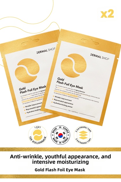3 Layer Flash Foil Gold Paper Eye Mask Against Under-Eye Bags 2 Pieces