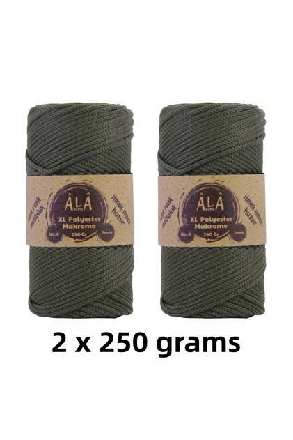 2 Pieces XL Polyester Macrame No:6 (Thick) Bag String 2X250 Grams (Total 500 Grams)