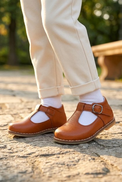 Genuine Leather Orthopedic İlkadım Shoes Tan Cv-336