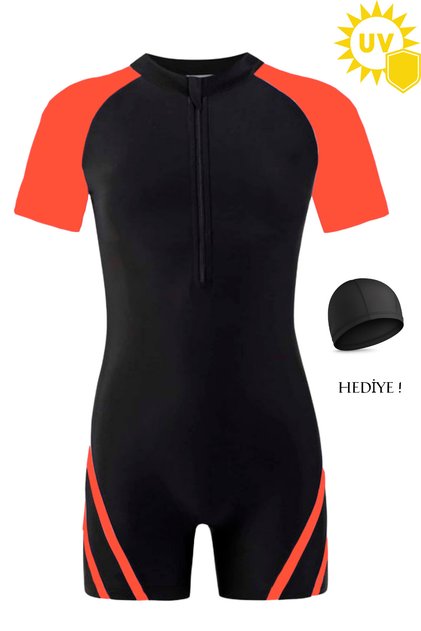 Çocuk Uv Korumalı Kısa Kollu Yüzücü Tulum Mayo Havuz Ve Deniz Mayosu Kids Swimwear Unisex