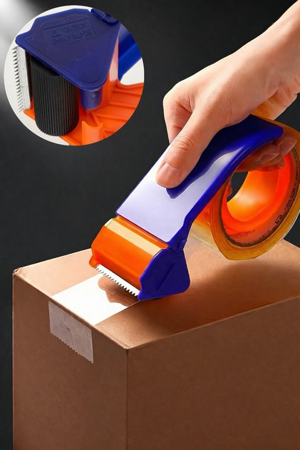 Koli Bandı Kesme Makinesi - Koli Bandı Kesme Aparatı - Paketleme Bant Kesici - Bant Kesme Aleti (Turuncu - Mavi)