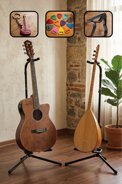 Gtr-01x 2li Set Enstrüman Bağlama Gitar Standı Sehpası
