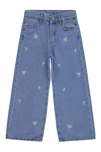 Floral Embroidered 6-9 Years Old Pants Jeans - Blue