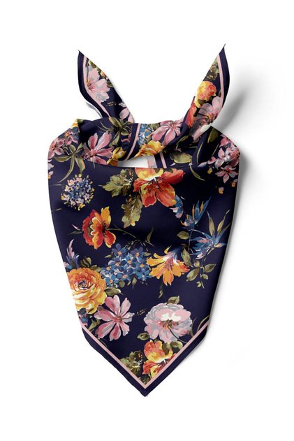 Çiçek Desenli İpek Bandana