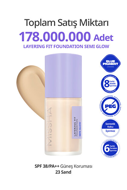 Semi-Glow Finish Moisturizing Foundation Layering Fit Foundation Semi Glow (No.23 Sand)