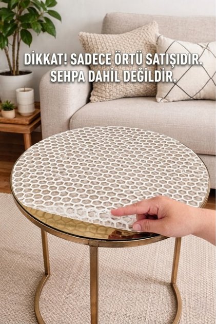 Round Coffee Table Cover Luxury Wicker Pvc Transparent Honeycomb Pattern Tablecloth – Wipeable, Dowry Cover