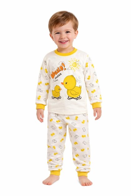 Girl's White Yellow Pajama Set
