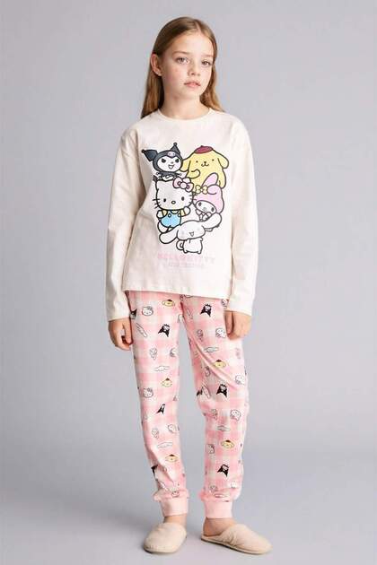 その他 HELLO KITTY Dream World FANTASY town Defacto %100 Pamuklu Hello Kıtty 2'li Pijama Takımı Kız Çocuk