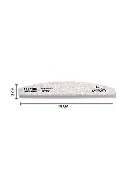 MOMO professional Protez Tırnak Kağıt Törpü, 100/180 Yarım Ay Gri