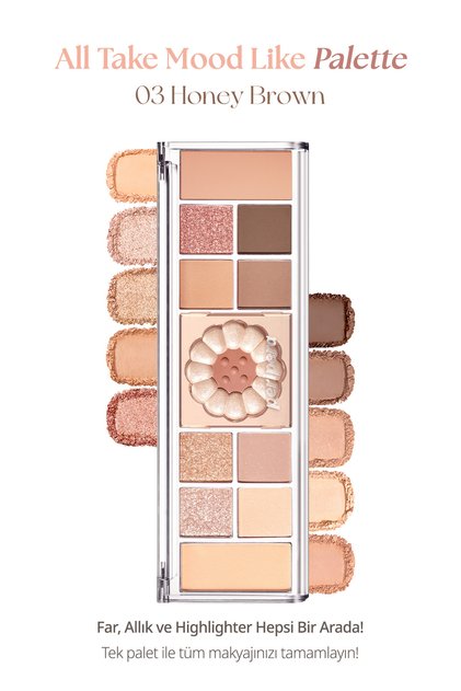 Çok Fonksiyonlu Makyaj Paleti PERIPERA All Take Mood Like Palette (03 Honey Brown) (Honey K-Ookie)